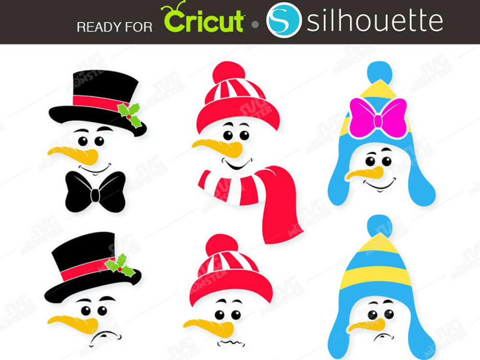 snowman face SVG cut