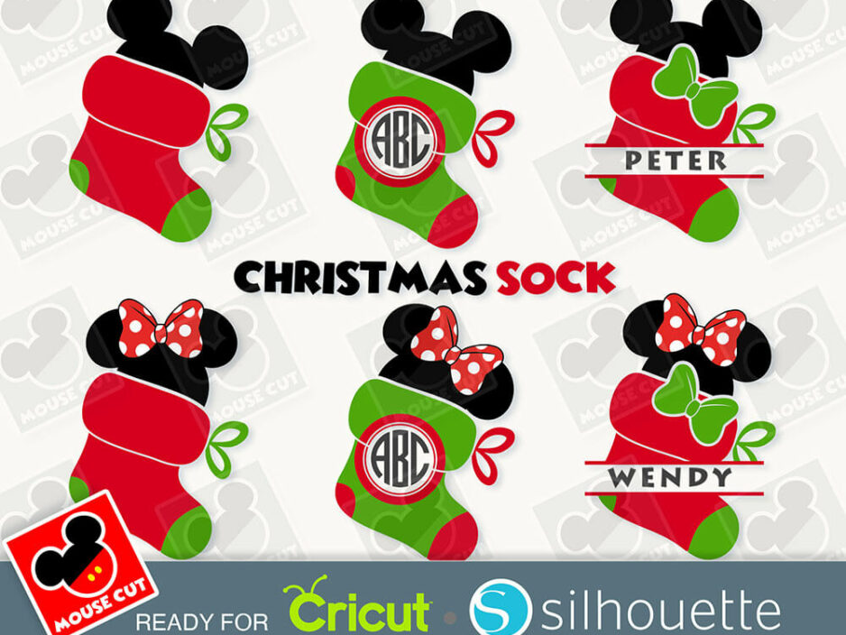 mouse christmas sock svg